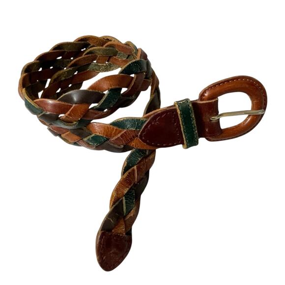 Vtg The Limited Woven Leather Belt Womens Small Multicolor Classic Casual Adjust - Picture 1 of 6